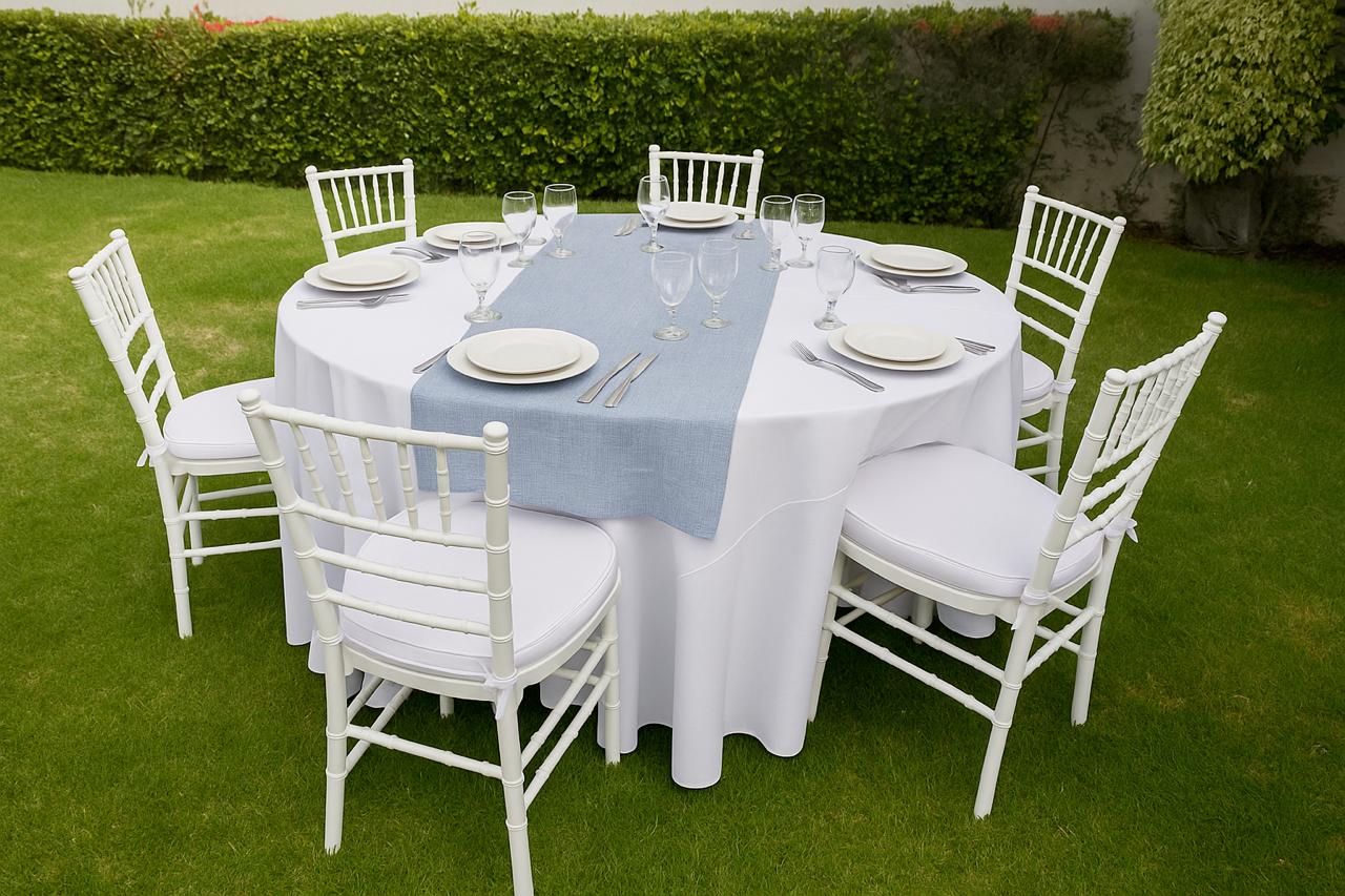 CAMINO DE TELA DE LINO AZUL  BEBE